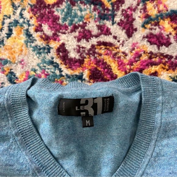 oversized sky blue casual vneck sweater - Picture 3 of 4